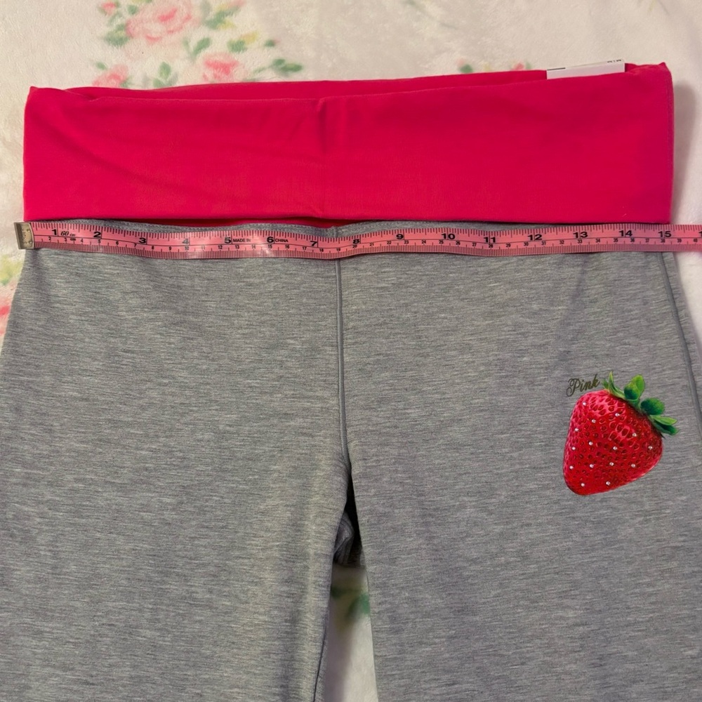 NWT Victoria's Secret PINK Fold-Over Flare Leggings Gray & Hot Pink Medium Bling - Picture 11 of 11